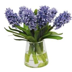 BLUE HYACINTH IN GLASS 13"