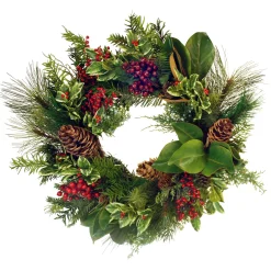 Holly Mix Pine Wreath 26"