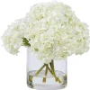 HYDRANGEAS IN GLASS 12" (WHI007-WH)