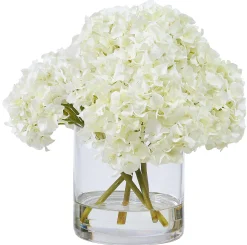 HYDRANGEAS IN GLASS 12" (WHI007-WH)