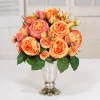 Orange Roses in Silver Trumpet Vase 16"