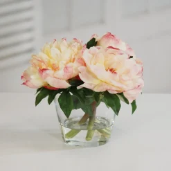 PEONIES IN GLASS 10" (WHI015-PC)