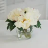 PEONIES IN GLASS 10" (WHI015-WH)