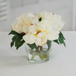 PEONIES IN GLASS 10" (WHI015-WH)