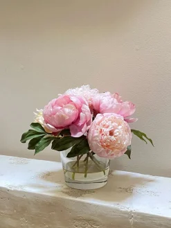 Peony in Glass Vase 9.5"