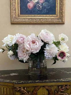 Rose and Ranunculus in Cut Glass 15"