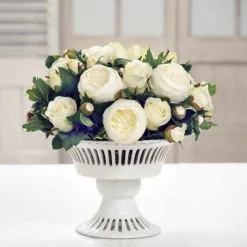 ROSE, CAMELLIA BUD IN CUT WORK COMPOTE (WHDP2532-WHGR)