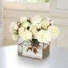 Roses in Rectangle Clear Vase 12"