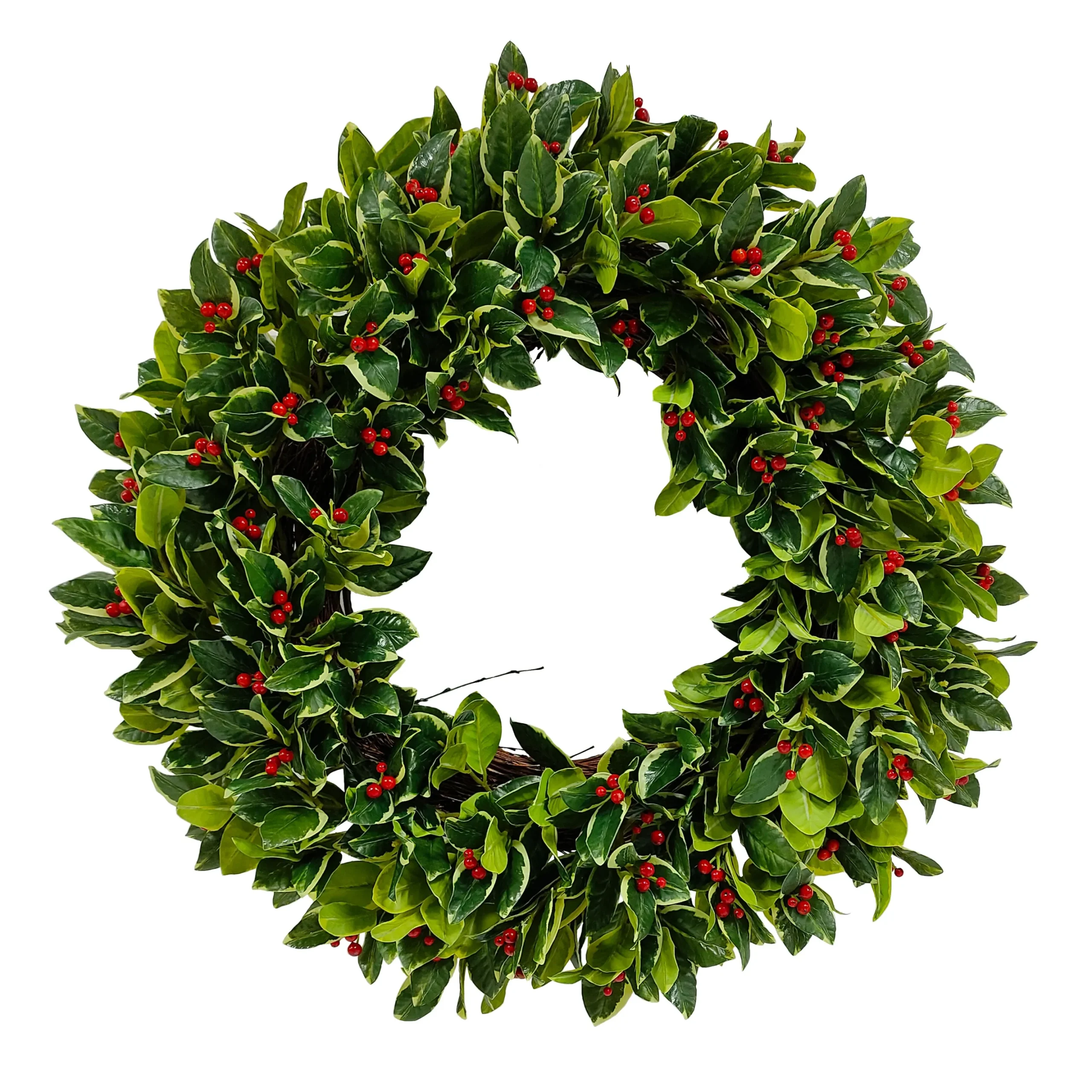 Rounded Holly Wreath 24"
