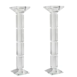 Square Base Crystal Candleholders 18" (Set of 2)