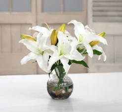 WHITE LILY CASABLANCA IN VASE (DP743-WW)