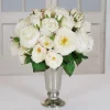 White Roses in Silver Trumpet Case 16"